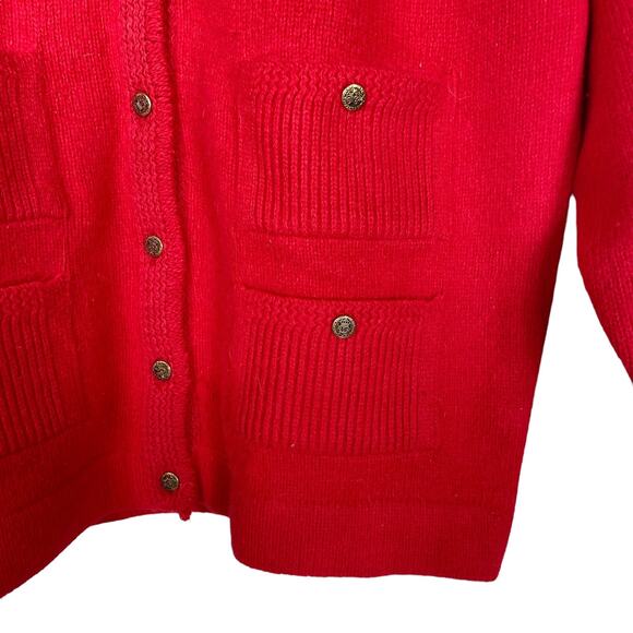 Vintage Cardigan Sweater Red Womens Size Medium‎ Lambswool Angora Rabbit Hair - Picture 5 of 9